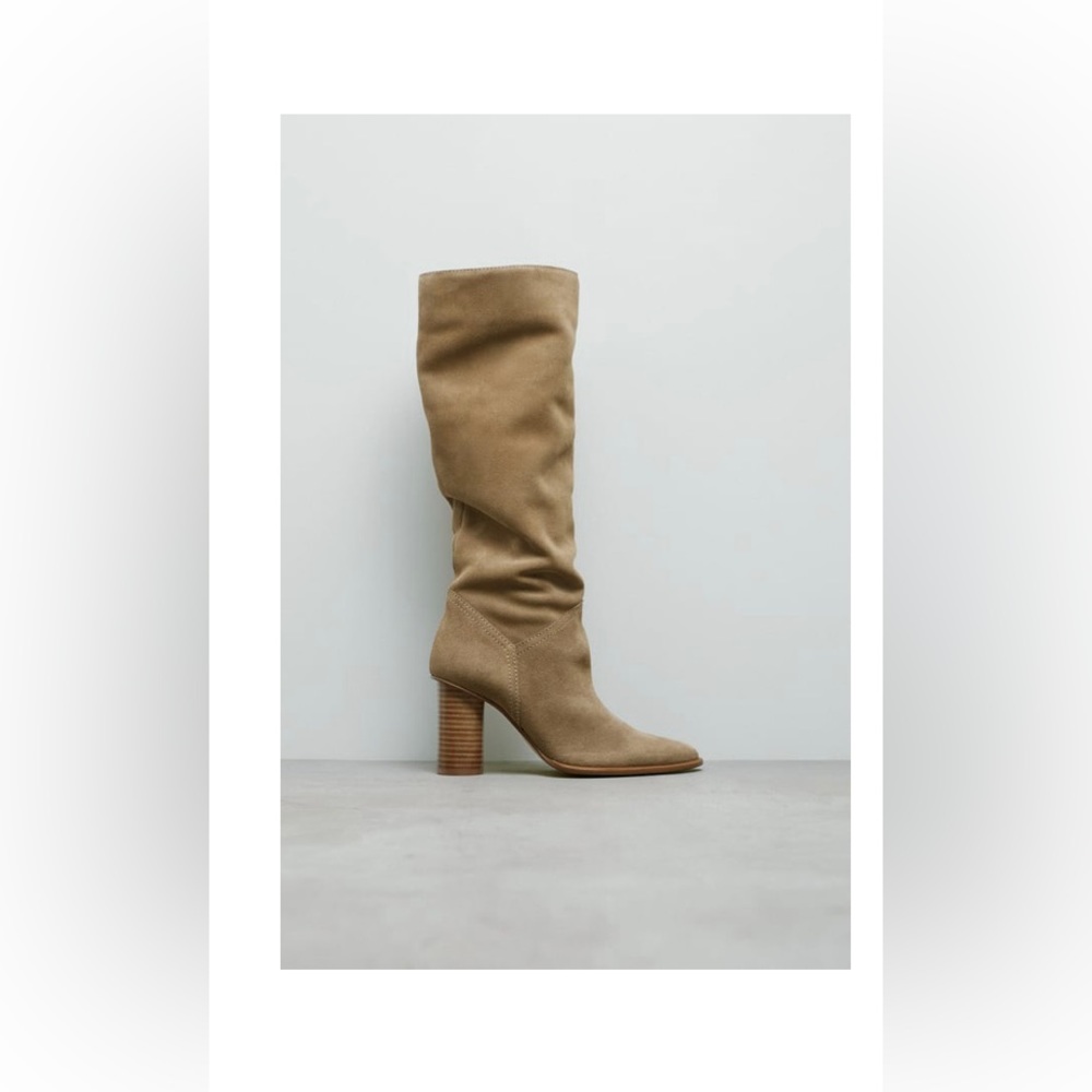 Heeled Split Leather Boots - ZARA size 9